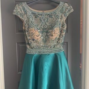 Prom Vienna Dark Green Beaded Homecoming Dress